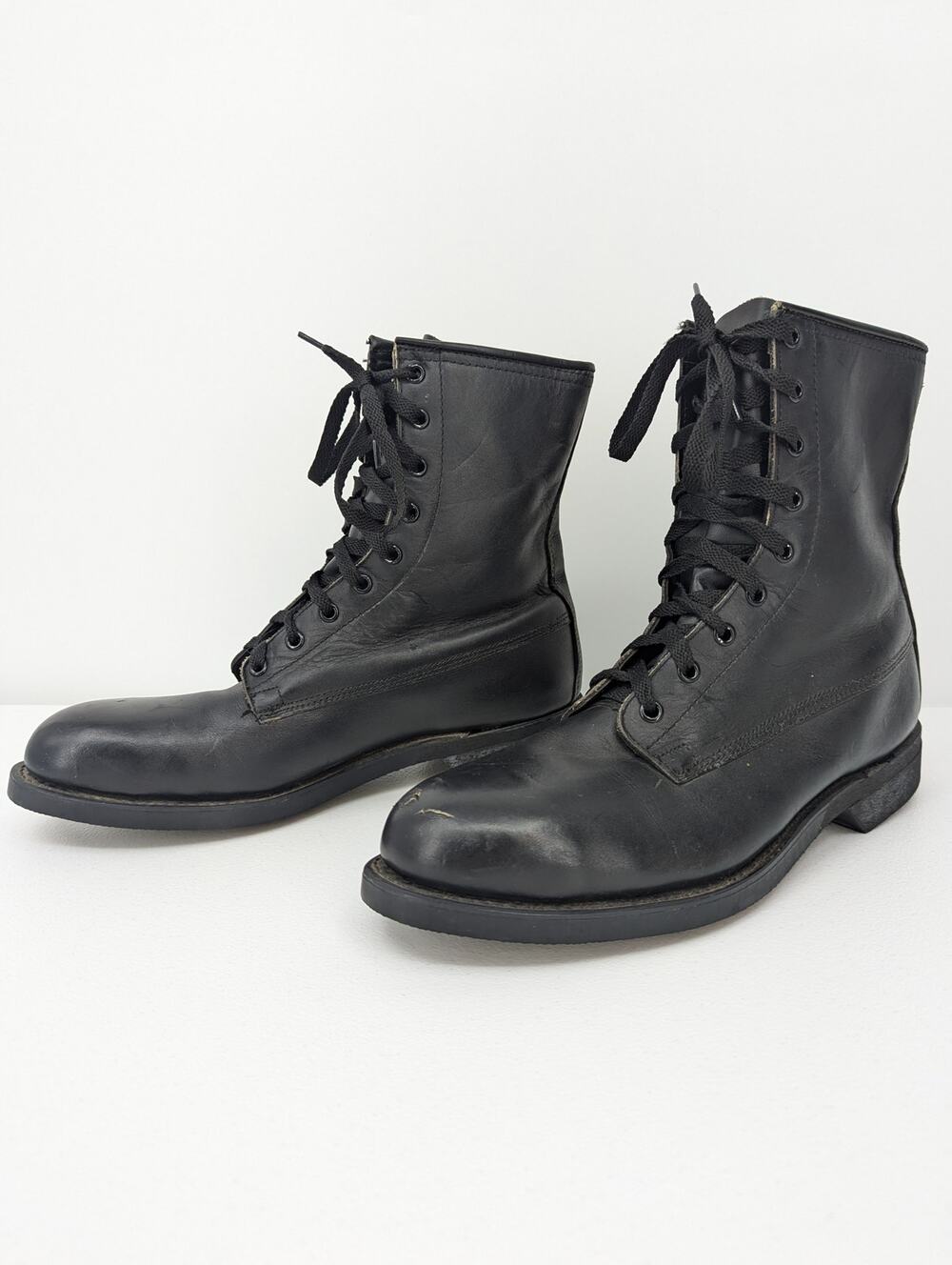 Vintage Biltrite Black Leather Combat Boots Size 8.5R ANSI Z41-1983/75 Good Year
